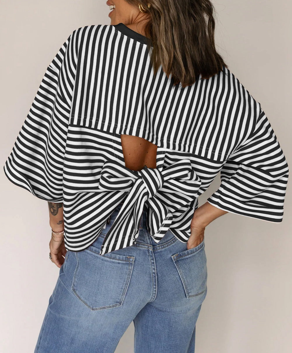 Blusa Rayas Back-Bow Moño Posterior - Now & She - vista 6