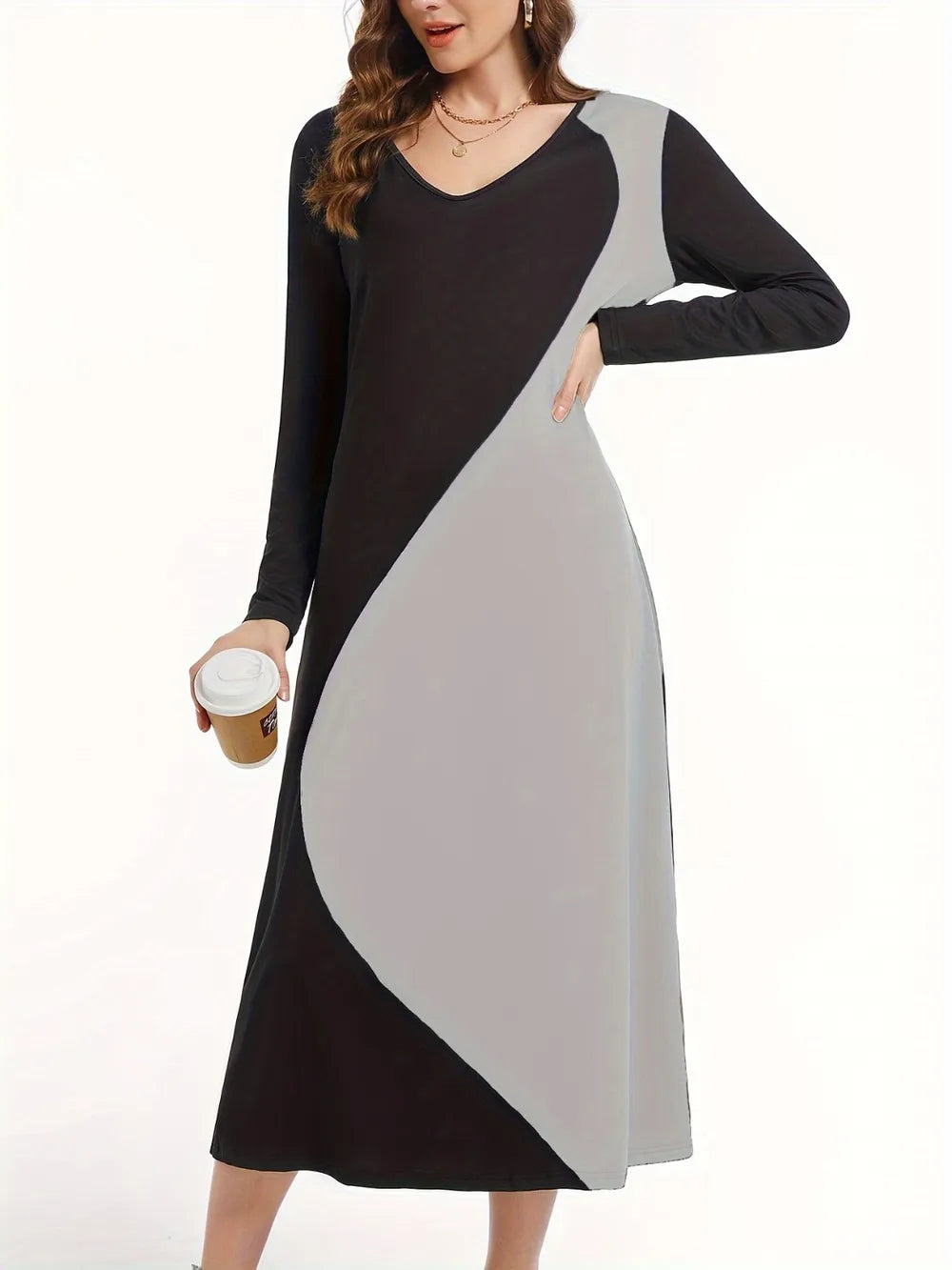 Vestido Midi Manga Larga Punto - Now & She - vista 7