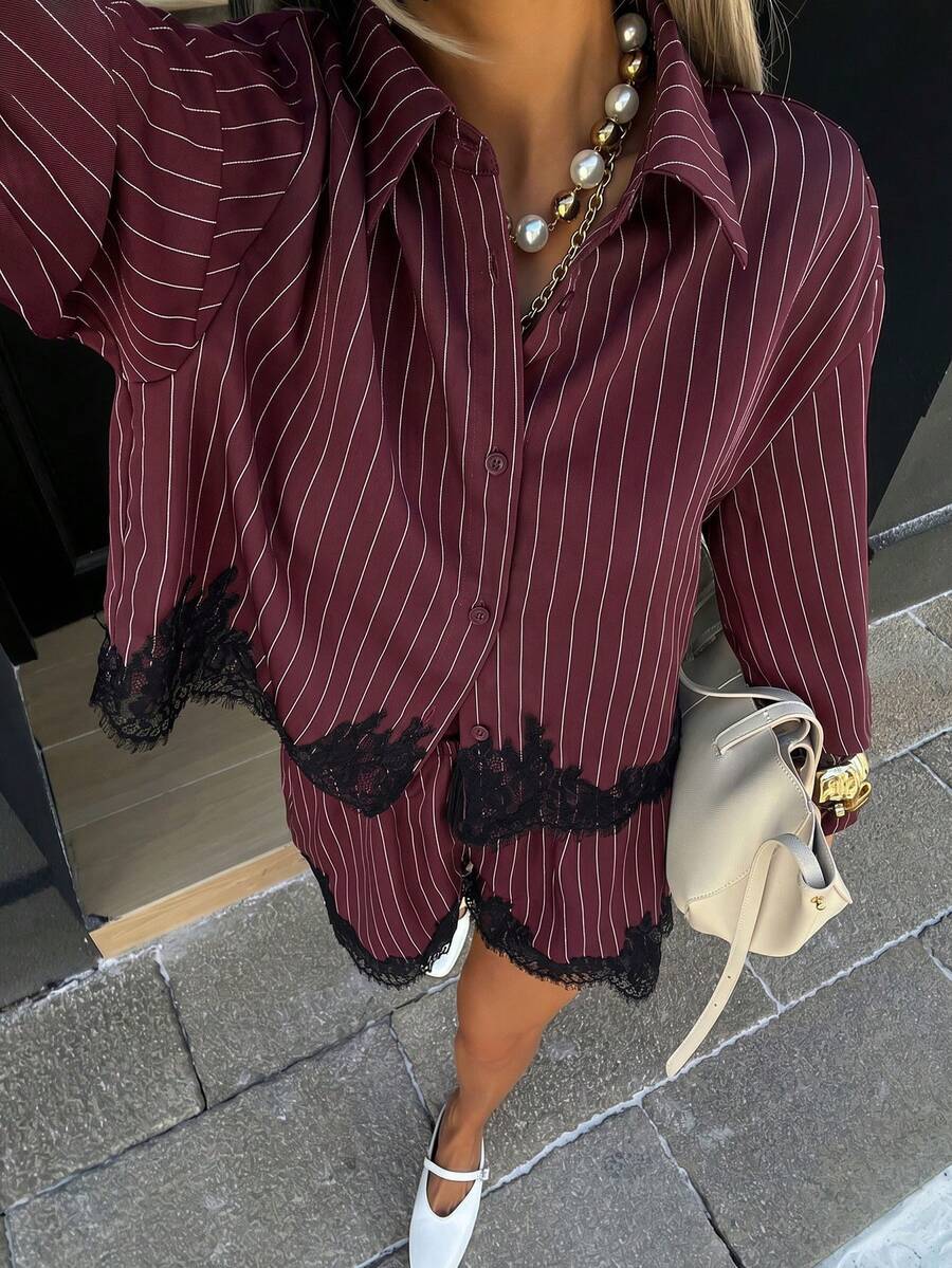 Set Rayas Summer Camisa Oversize y Short - Now & She - vista 7