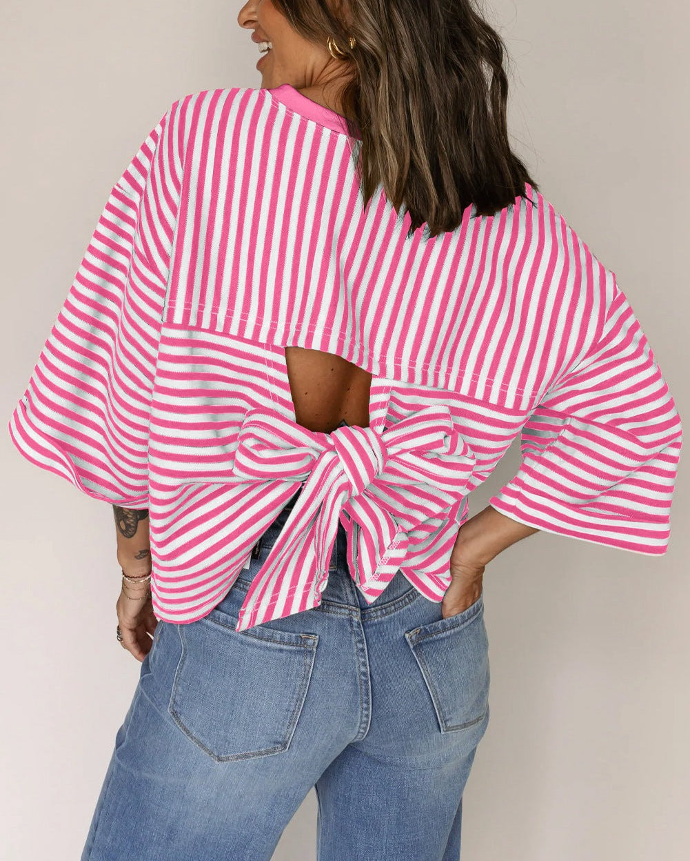 Blusa Rayas Back-Bow Moño Posterior - Now & She - vista 7