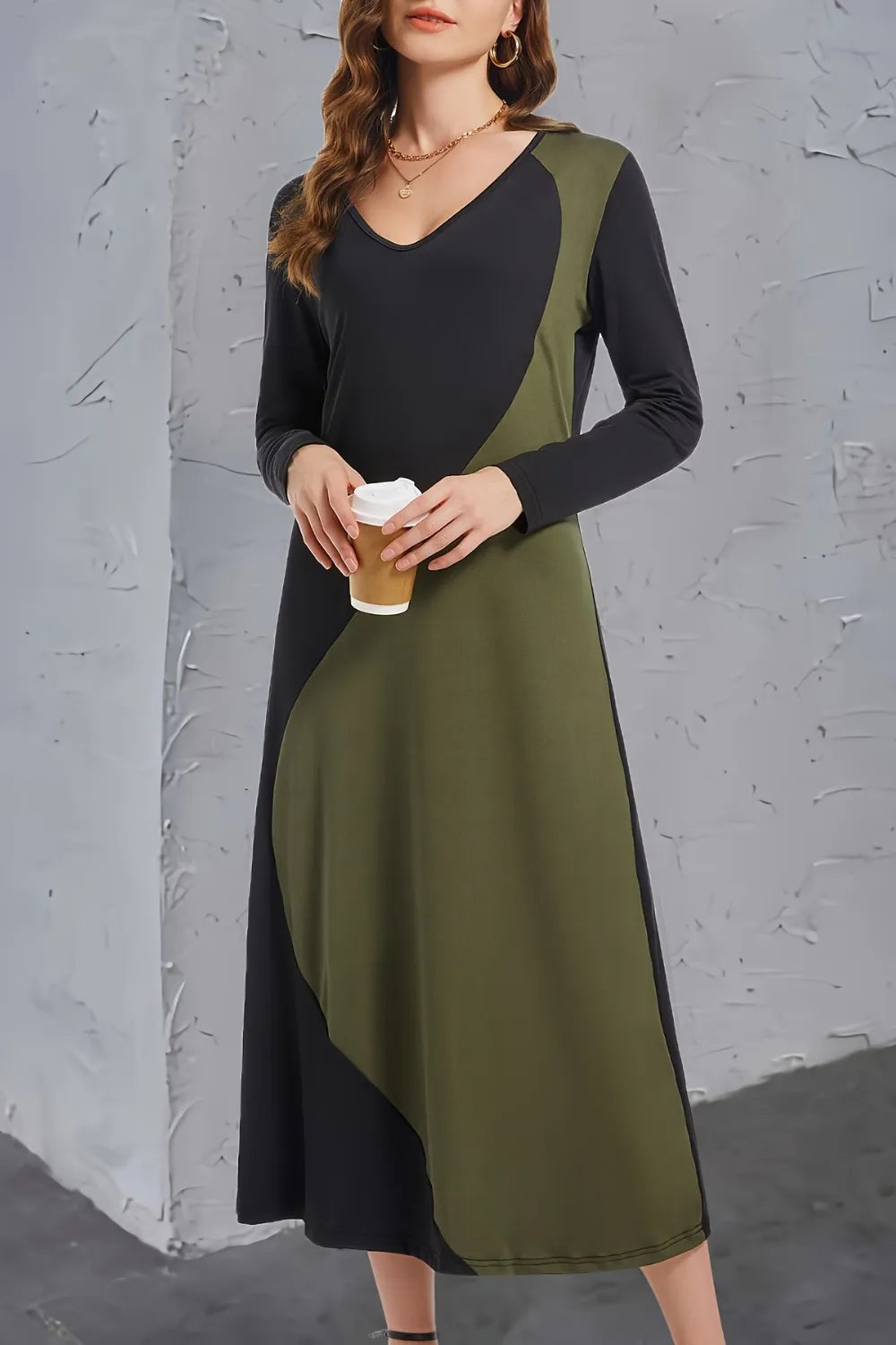 Vestido Midi Manga Larga Punto - Now & She - vista 3