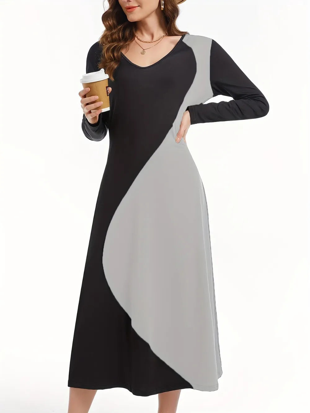 Vestido Midi Manga Larga Punto - Now & She - vista 8