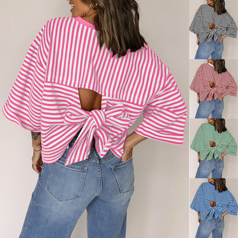 Blusa Rayas Back-Bow Moño Posterior - Now & She - vista 1
