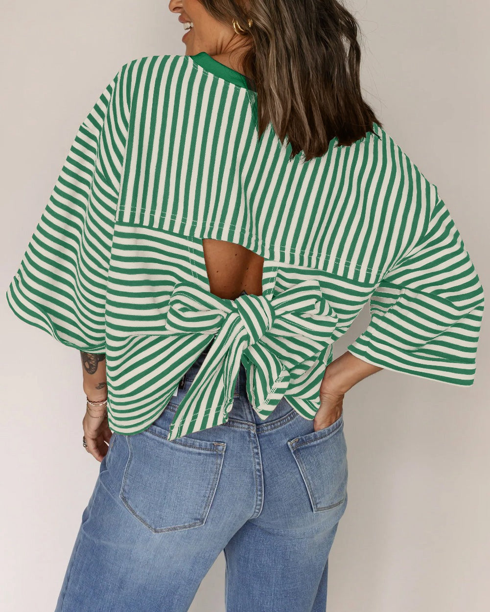 Blusa Rayas Back-Bow Moño Posterior - Now & She - vista 8