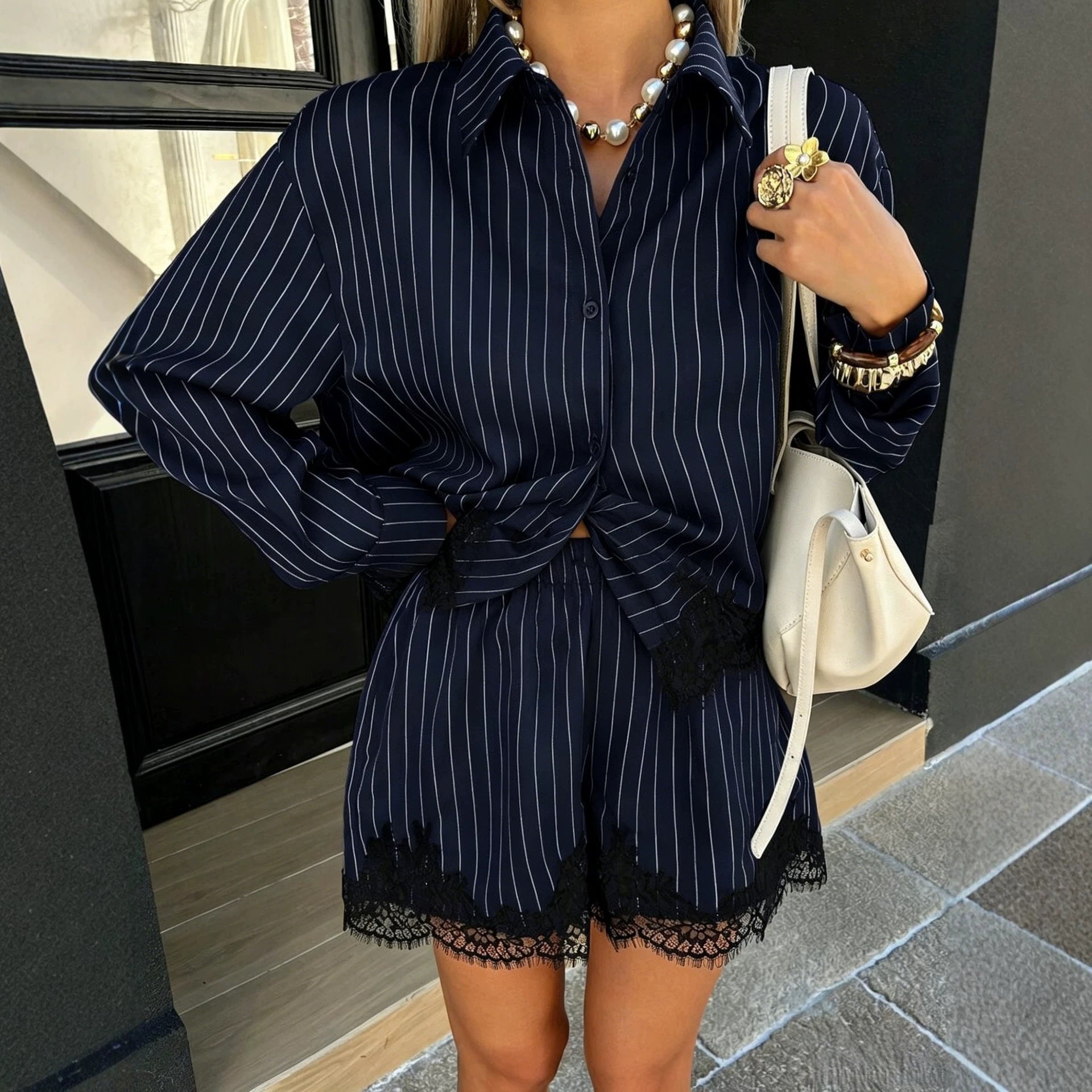 Set Rayas Summer Camisa Oversize y Short - Now & She - vista 3