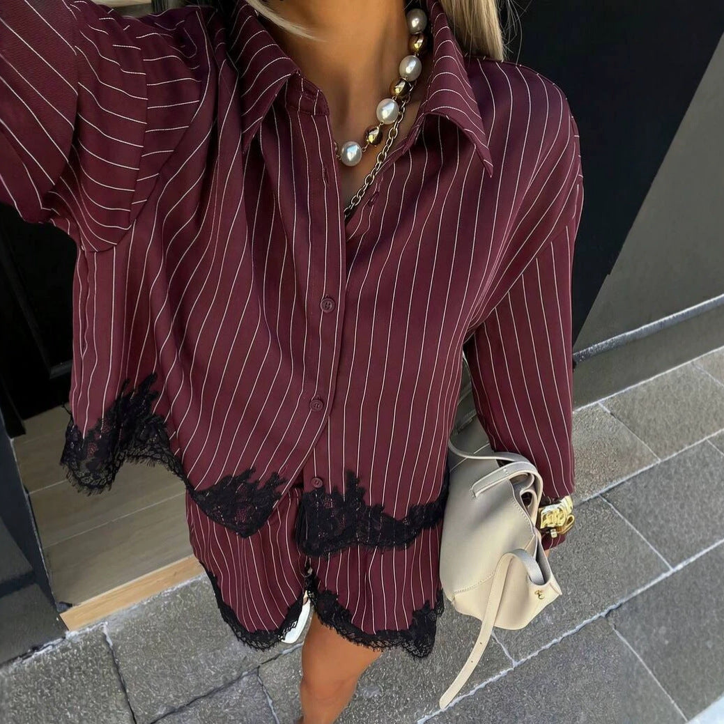 Set Rayas Summer Camisa Oversize y Short - Now & She - vista 4