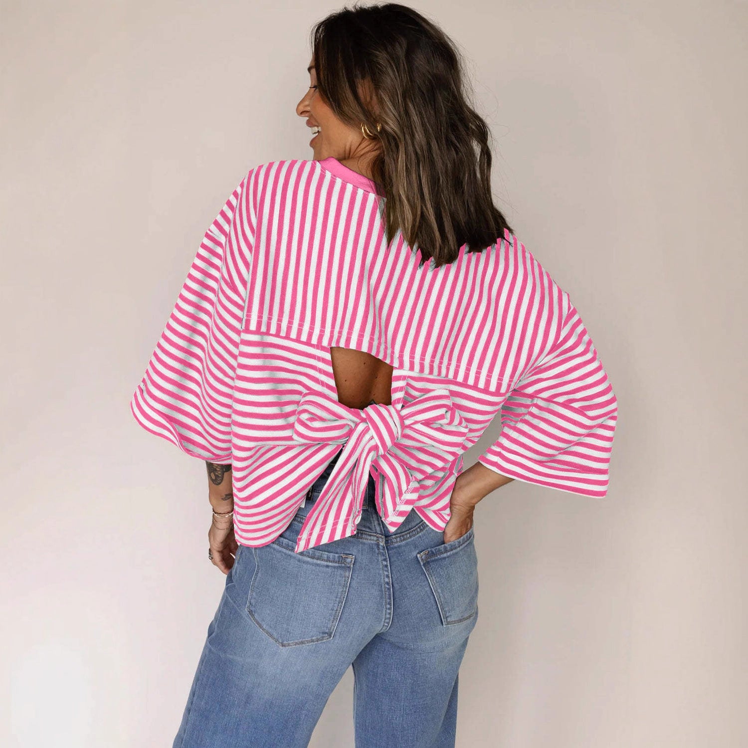 Blusa Rayas Back-Bow Moño Posterior - Now & She - vista 5