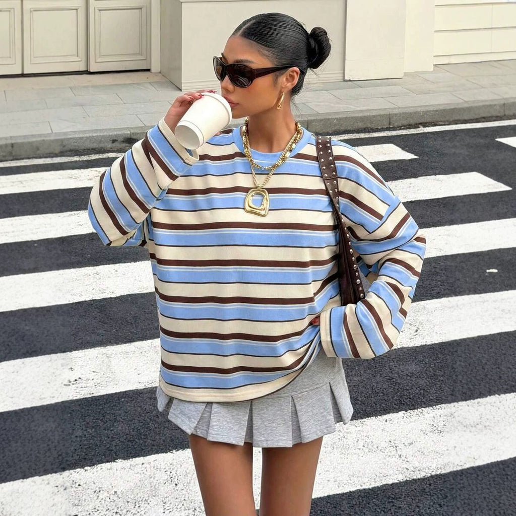 Sudadera Casual Rayas Combinadas - Now & She - vista 5