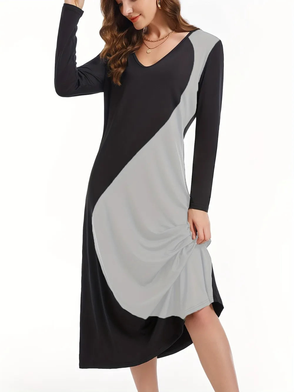 Vestido Midi Manga Larga Punto - Now & She - vista 6