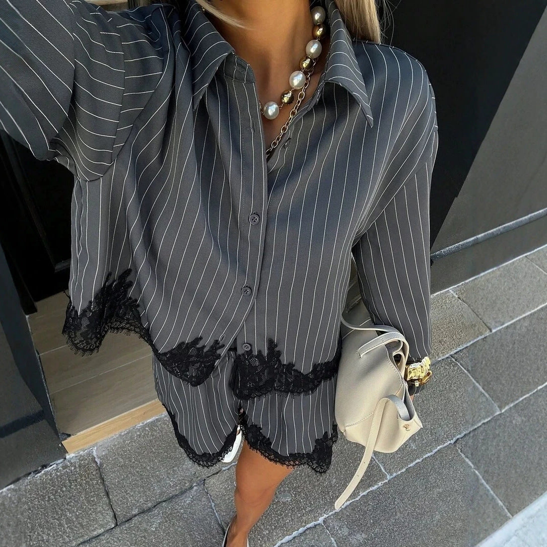Set Rayas Summer Camisa Oversize y Short - Now & She - vista 5
